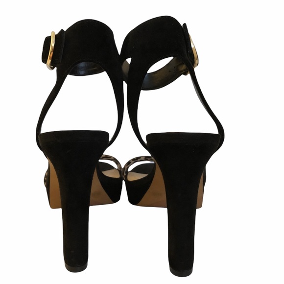 3X Host Pick! 🐆 NWOT Vince Camuto Black Suede Heeled Sandal Leopard - Picture 5 of 12